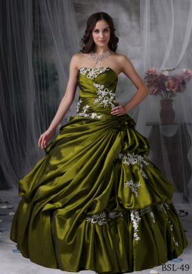 Pick-ups Strapless Sweet Sixteen Dresses with Appliques