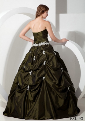 Princess Sweetheart Taffeta Sweet 15 Dresses with Appliques