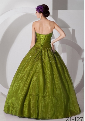 Sweetheart Princess Tulle Beading Quinces Dresses in Olive Green