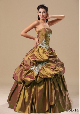 Discount Appliques Strapless Pick-ups Dresses For Quinceaneras