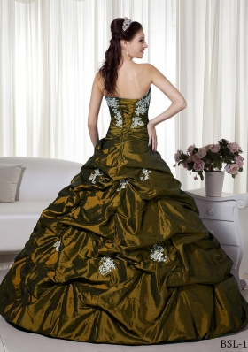 Discount Princess Strapless Taffeta Appliques Dresses Quinceanera