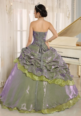 Olive Green Embroidery Decorate Clearance Dresses For a Quinceanera