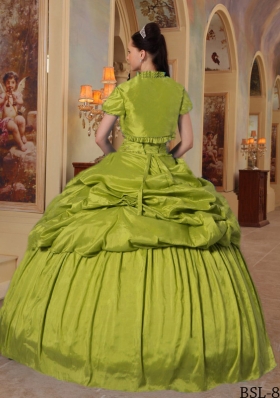 Olive Green Sweetheart Taffeta Quinceanera Dress with Beading