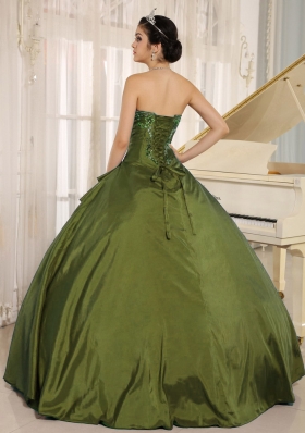 Pretty Olive Green Embroidery Quinceanera Dress with Sweetheart