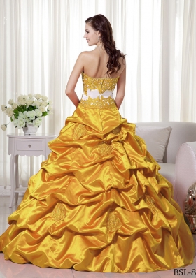 2014 Exquisite Princess Sweetheart Appliques Quinceanera Dress with Pick-ups