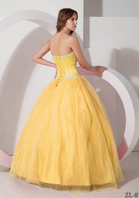 2014 Spring Beautiful Puffy Sweetheart Appliques Quinceanera Gowns with Beading