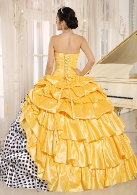 Popular Multi-color Pick-ups Strapless 2014 Quinceanera Dress