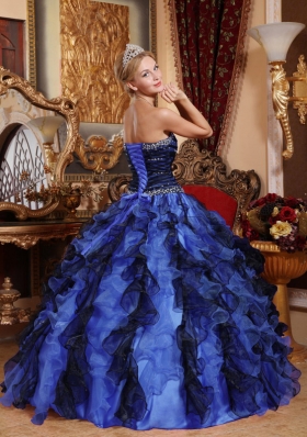 2014 Cute Multi-Color Puffy Sweetheart Beading and Ruffles Quinceanera Dresses