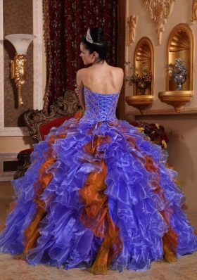 2014 Exclusive Puffy Sweetheart Ruffles and Beading Quinceanera Dresses