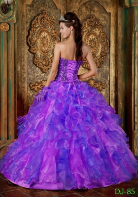 2014 New Style Multi-Color Puffy Strapless Beading and Ruffles Quinceanera Dresses