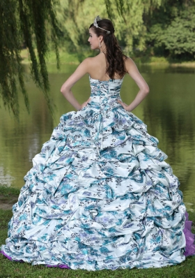 Colorful Beading Ruffles 2014 Quinceanera Dresses with Brush Train