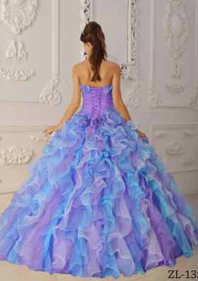 Modest Multi-Color Puffy Strapless Ruffles Quinceanera Dresses for 2014