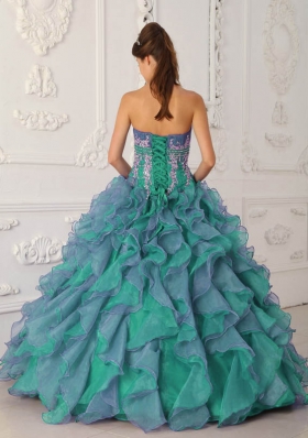 2014 Puffy Strapless Beading and Appliques Quinceanera Dresses