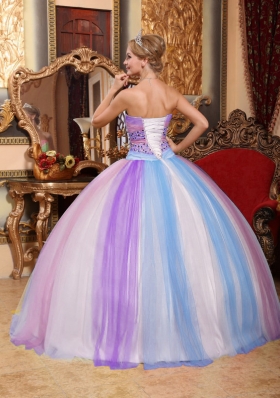 2014 Spring Multi-color Puffy Sweetheart Beading Quinceanera Dresses