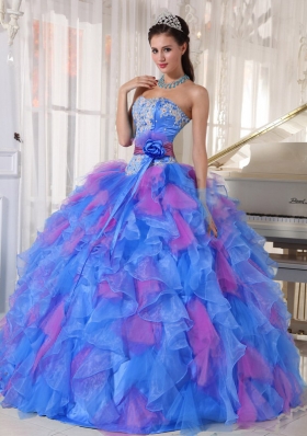 2014 Sweetheart Appliques Quinceanera Dresses with Flower on Sash