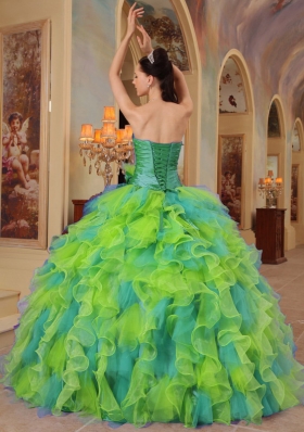 Affordable Puffy Sweetheart Ruffles 2014 Quinceanera Dress