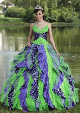 Brand New Straps Beading 2014 Colorful Quinceanera Dresses