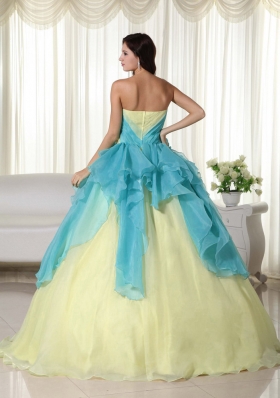 Colorful Puffy Strapless 2014 Beading Quinceanera Dresses