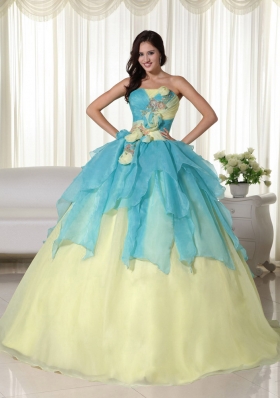 Colorful Puffy Strapless 2014 Beading Quinceanera Dresses