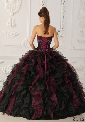 Colourful Puffy Strapless 2014 Beading Quinceanera Dresses with Ruffles