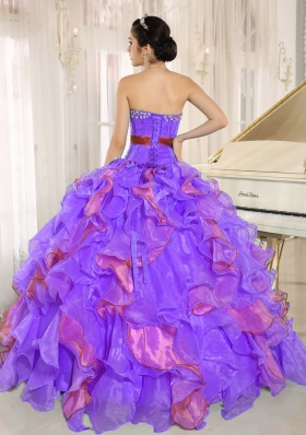 Cute Multi-color Sweetheart Ruffles Appliques 2014 Quinceanera Dresses