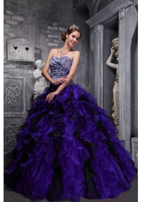 Elegant Sweetheart Ruffles and Beading Quinceanera Dress for 2014