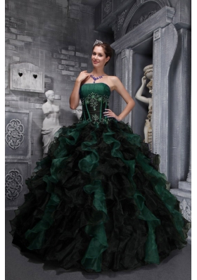 Exclusive Strapless Appliques and Ruffles 2014 Multi-color Quinceanera Gowns