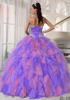 Luxurious Puffy Strapless 2014 Appliques Quinceanera Dresses with Ruffles