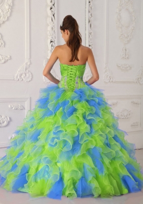 Multi-color Puffy Strapless Appliques Quinceanera Dresses for 2014