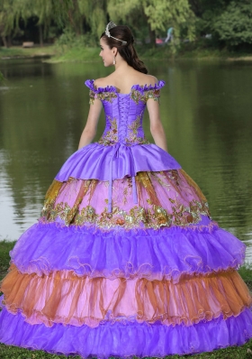 New Style Off The Shoulder Appliques Ball Gown Quinceanera Dresses For 2014