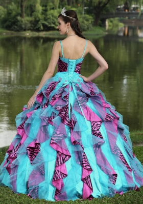 Organza Straps Beading 2014 Colorful Quinceanera Dresses