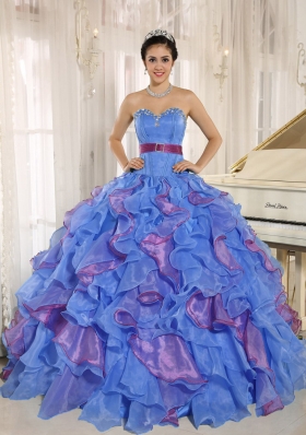 Perfect Multi-color Sweetheart Ruffles and Appliques 2014 Quinceanera Dresses