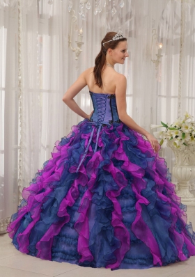 Princess Multi-colored Sweetheart Appliques Quinceanera Dresses for 2014