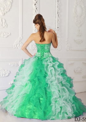 2014 Beading Quinceanera Dresses in Multi-color Princess Sweetheart with Ruffles