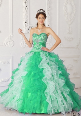 2014 Beading Quinceanera Dresses in Multi-color Princess Sweetheart with Ruffles