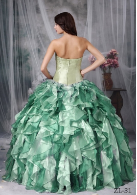 2014 Colorful Ball Gown Sweetheart Beading and Ruffles Quinceanea Dresses