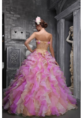 2014 Lovely Strapless Multi-color Long Quinceanera Dresses