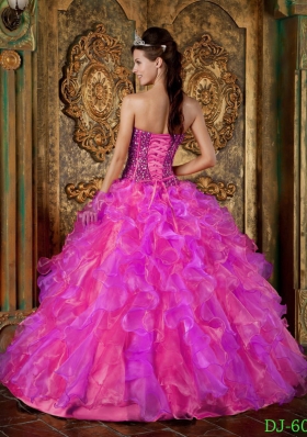 2014 Multi-Color Puffy Strapless Beading and Ruffles Quinceanera Dresses