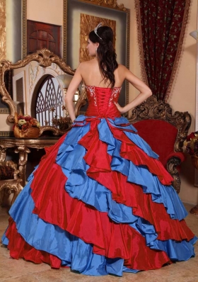 2014 Multi-color Puffy Strapless Embroidery Quinceanera Dresses