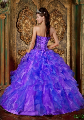 2014 New Style Multi-Color Strapless Beading and Ruffles Quinceanera Dresses