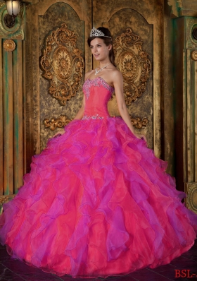 2014 New Style Princess Quinceanera Dresses in Red Sweetheart with Ruffles