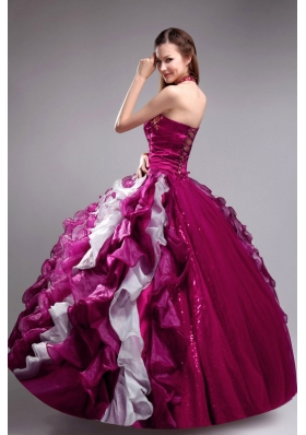 2014 New Style Puffy Halter Applqiues and Ruffles Quinceanera Dresses