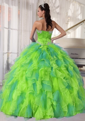 2014 New Style Sweetehart Ruffles Quinceanera Dresses with Appliques