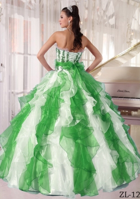 2014 Popular Puffy Strapless Beading Quinceanera Dresses in Colorful