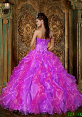 Brand New Lavender Puffy Strapless Ruffles Quinceanera Dresses for 2014