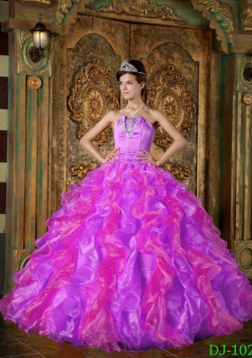 Brand New Lavender Puffy Strapless Ruffles Quinceanera Dresses for 2014
