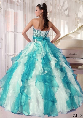 Colorful Puffy Strapless Beading 2014 Spring Quinceanera Dresses