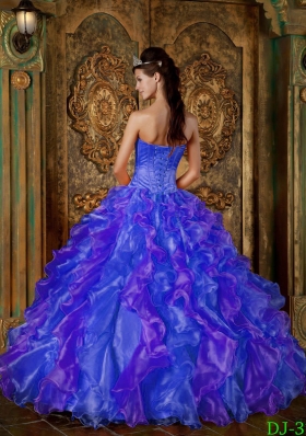 Elegant Ball Gown Strapless Ruffles 2014 Quinceanera Dresses with Beading