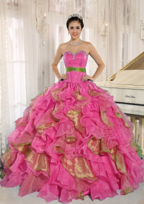 Elegant Multi-color Sweetheart Ruffles Appliques 2014 Quinceanera Dresses
