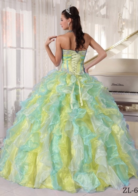 Gorgeous Multi-color Puffy Sweetheart Appliques 2014 Quinceanera Dresses